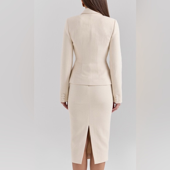 NWT House of CB Misha and Lena Cream Boucle Button Blazer and Pencil Skirt - Picture 6 of 16